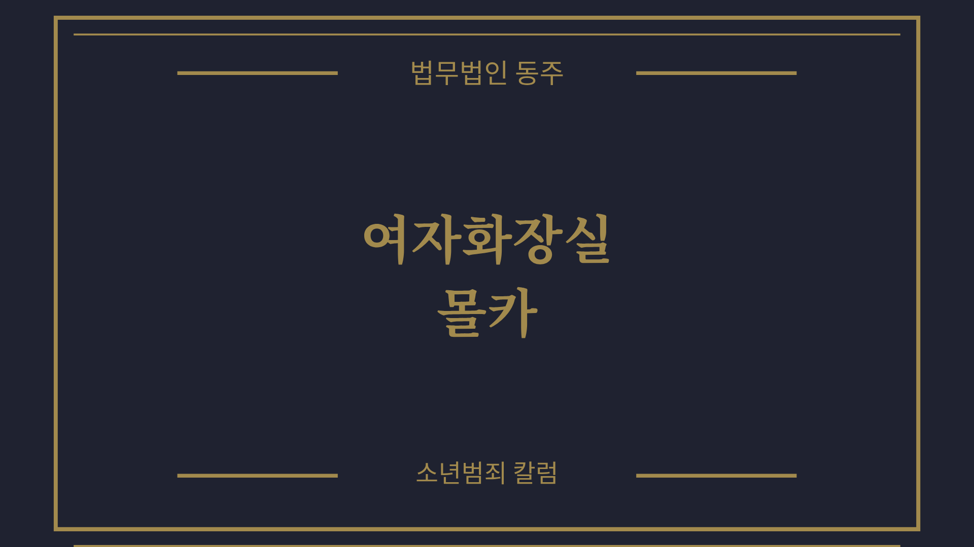 칼럼: 여자화장실몰카, 호기심이 부른 성범죄 위기, 전과 막는 초기 방어 실무